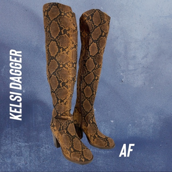 KELSI DAGGER BROOKLYN LOGAN OVER KNEE BOOTS PYTHON NEW SIZE 9 - Picture 3 of 6